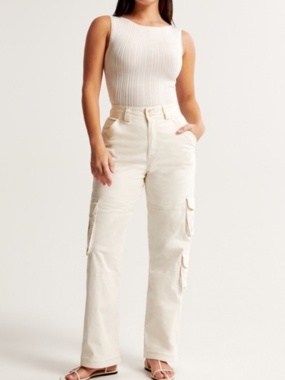 Abercrombie & Fitch White Cotton Cargo Utility Pants Size 16 Long NWT